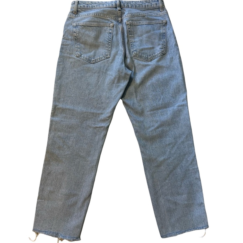 Topshop Cropped High Rise Straight Leg Denim Jeans Raw Hems in Bleach Size 28 - Picture 7 of 11